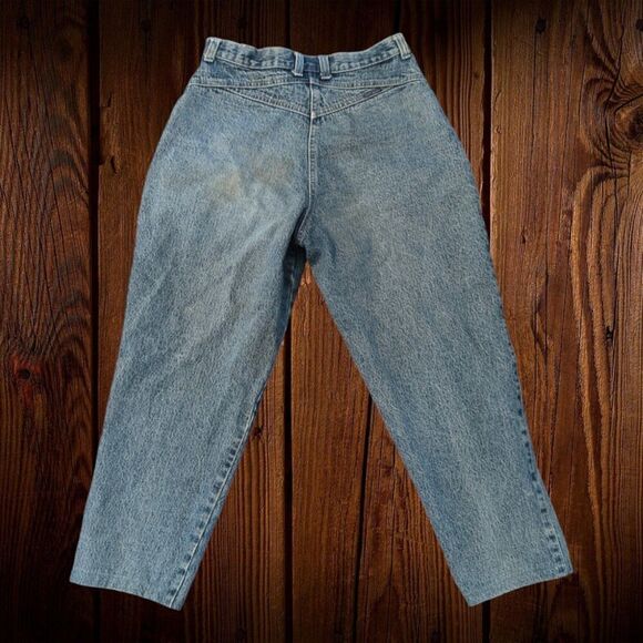 80s Vintage Stonewash Britannia Womens High Waist Denim Jeans Size 11 (w28) - Picture 3 of 10